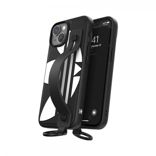 Adidas iPhone 14 Deksel Handstrap Case Svart Hvit