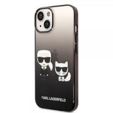 Karl Lagerfeld iPhone 14 Deksel Karl & Choupette Gradient Svart