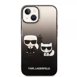 Karl Lagerfeld iPhone 14 Deksel Karl & Choupette Gradient Svart