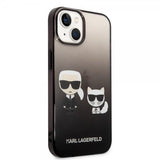 Karl Lagerfeld iPhone 14 Deksel Karl & Choupette Gradient Svart