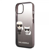 Karl Lagerfeld iPhone 14 Deksel Karl & Choupette Gradient Svart