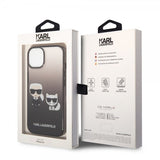 Karl Lagerfeld iPhone 14 Deksel Karl & Choupette Gradient Svart