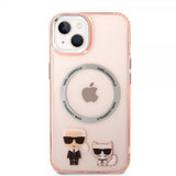 Karl Lagerfeld iPhone 14 Deksel Karl & Choupette MagSafe Rosa