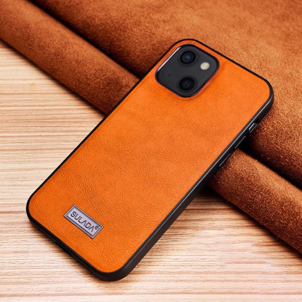 Sulada iPhone 14 Deksel Skinntekstur Oransje