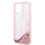 Karl Lagerfeld iPhone 14 Deksel Liquid Glitter Big Logo Rosa