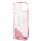 Karl Lagerfeld iPhone 14 Deksel Liquid Glitter Big Logo Rosa