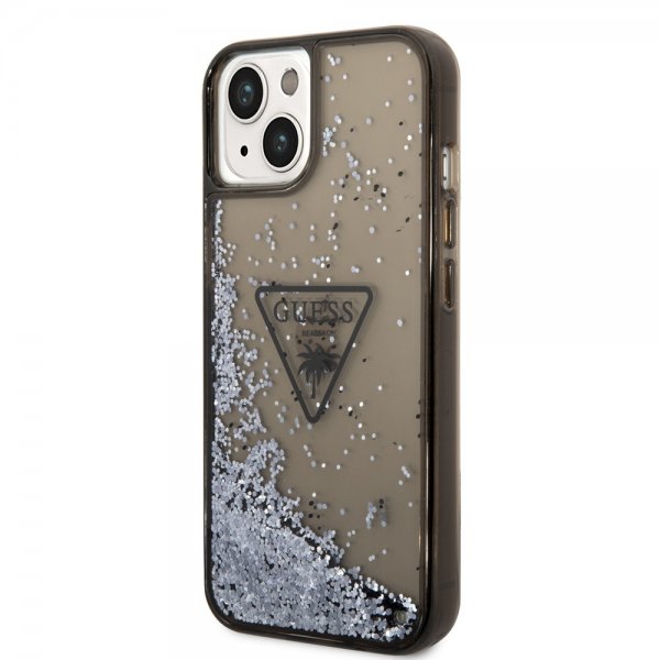 Guess iPhone 14 Deksel Liquid Glitter Translucent Svart