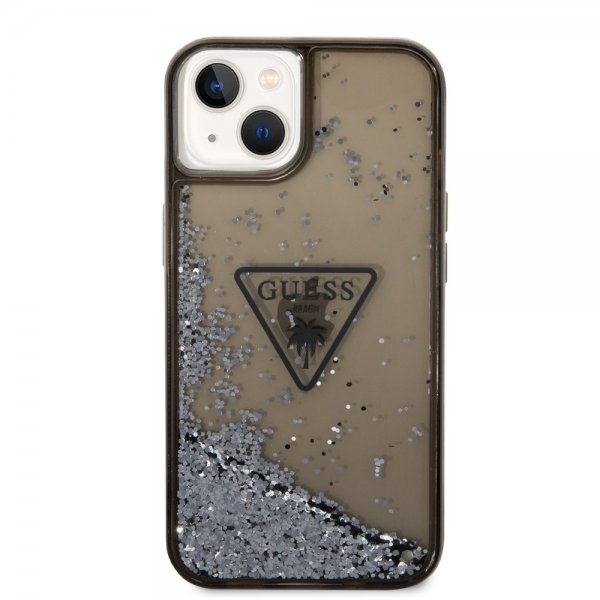 Guess iPhone 14 Deksel Liquid Glitter Translucent Svart