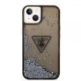 Guess iPhone 14 Deksel Liquid Glitter Translucent Svart