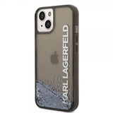 Karl Lagerfeld iPhone 14 Deksel Liquid Glitter Translucent Svart