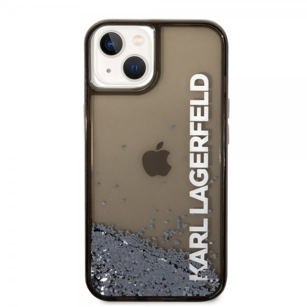 Karl Lagerfeld iPhone 14 Deksel Liquid Glitter Translucent Svart