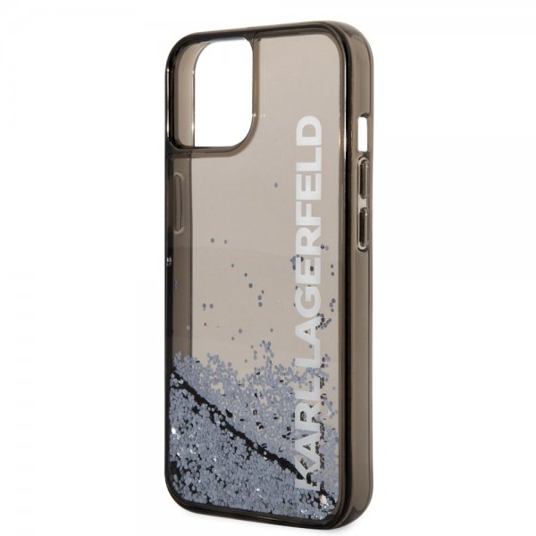 Karl Lagerfeld iPhone 14 Deksel Liquid Glitter Translucent Svart