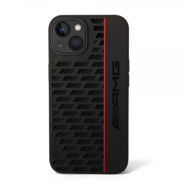 AMG iPhone 14 Deksel Liquid Silicone Carbon Pattern Svart