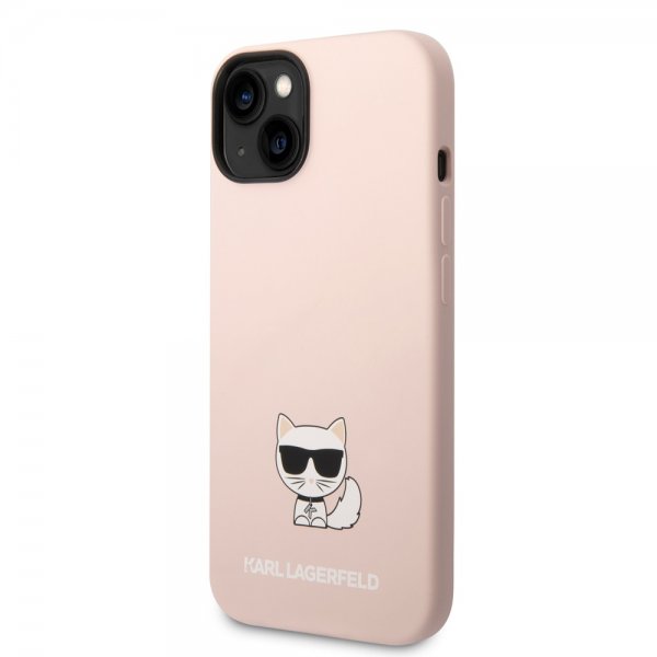 Karl Lagerfeld iPhone 14 Deksel Liquid Silicone Choupette Rosa