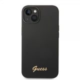 Guess iPhone 14 Deksel Liquid Silicone Metal Logo Svart