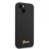 Guess iPhone 14 Deksel Liquid Silicone Metal Logo Svart