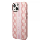 Karl Lagerfeld iPhone 14 Deksel Monogram Vertical Stripe Rosa