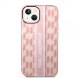 Karl Lagerfeld iPhone 14 Deksel Monogram Vertical Stripe Rosa