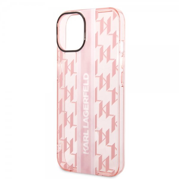 Karl Lagerfeld iPhone 14 Deksel Monogram Vertical Stripe Rosa