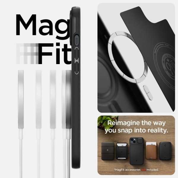 Spigen iPhone 14 Deksel Optik Armor MagFit Svart
