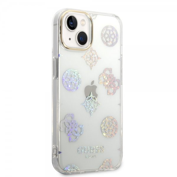 Guess iPhone 14 Deksel Peony Glitter Hvit