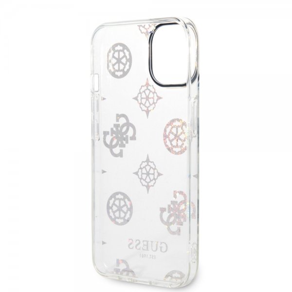 Guess iPhone 14 Deksel Peony Glitter Hvit