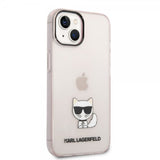 Karl Lagerfeld iPhone 14 Deksel Printed Choupette Transparent Rosa