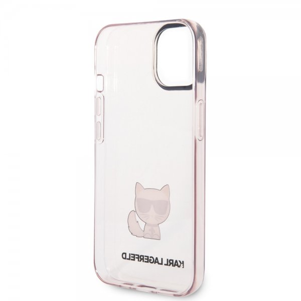 Karl Lagerfeld iPhone 14 Deksel Printed Choupette Transparent Rosa