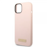 Guess iPhone 14 Deksel Silicone Metal Plate MagSafe Rosa