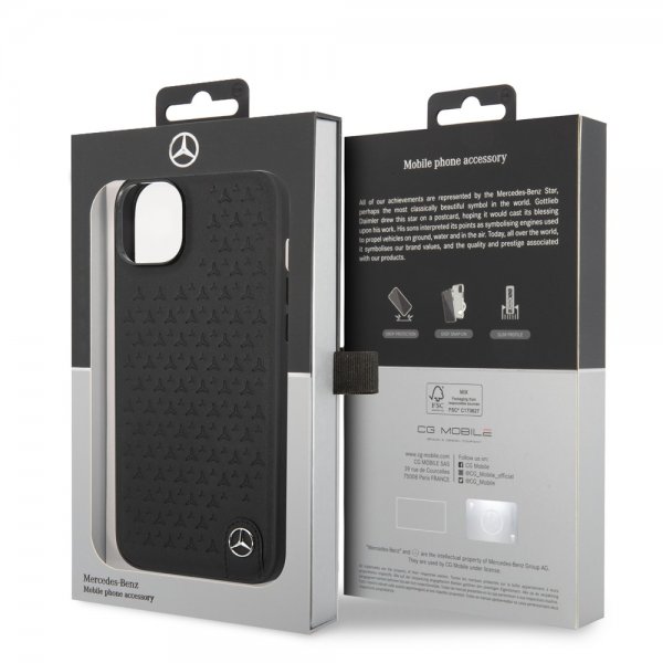 Mercedes Benz iPhone 14 Deksel Star Pattern Svart