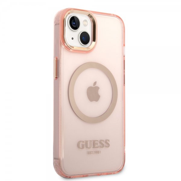 Guess iPhone 14 Deksel Translucent MagSafe Rosa
