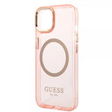 Guess iPhone 14 Deksel Translucent MagSafe Rosa