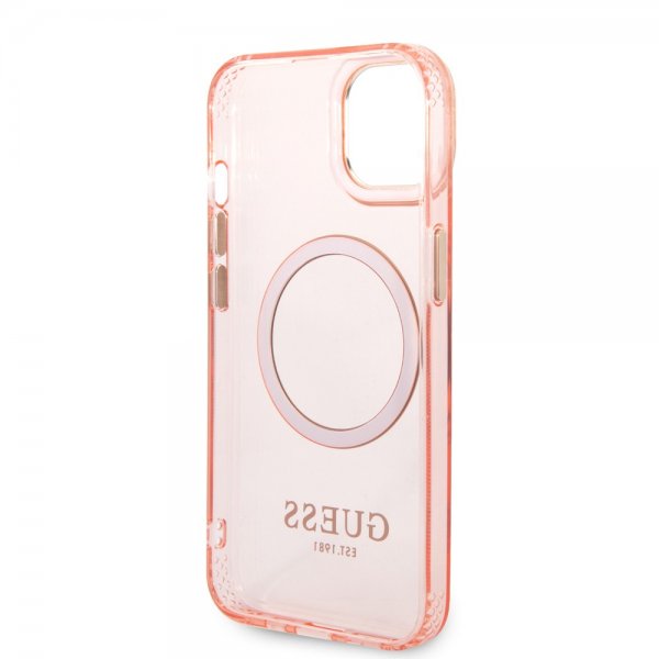 Guess iPhone 14 Deksel Translucent MagSafe Rosa