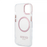 Guess iPhone 14 Deksel Transparent MagSafe Rosa Transparent