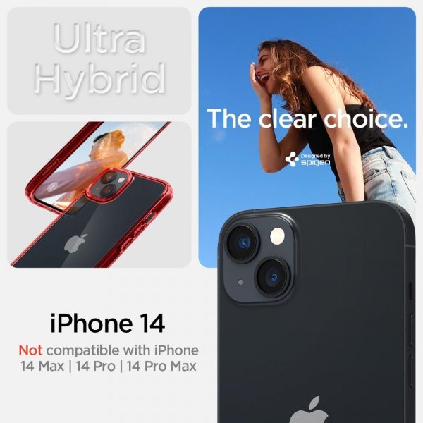 Spigen iPhone 14 Deksel Ultra Hybrid Red Crystal