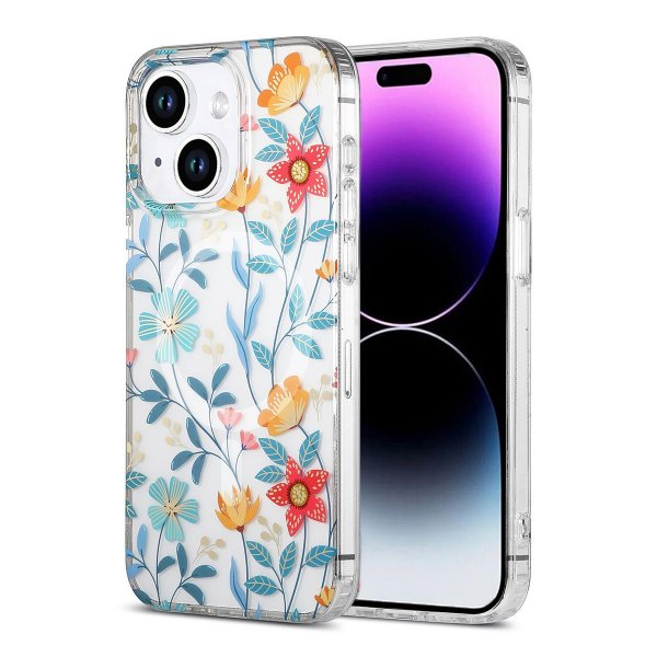 iPhone 14 Plus/iPhone 15 Plus Deksel Blomstermønster MagSafe Kvister