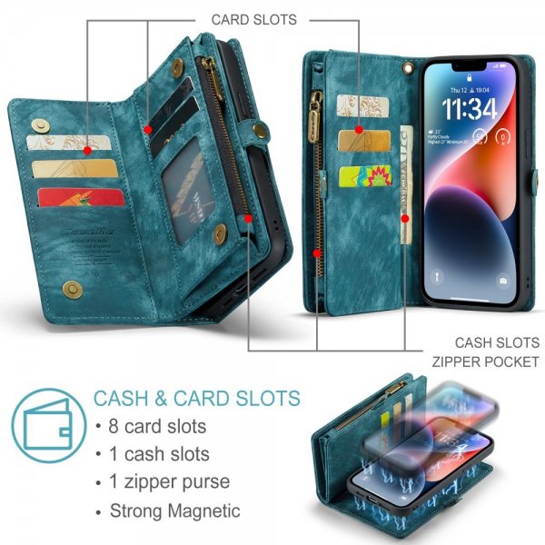 CaseMe iPhone 15 Etui 008 Series Avtakbart Deksel Petrol