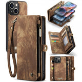 CaseMe iPhone 15 Etui 008 Series Avtakbart Deksel Brun
