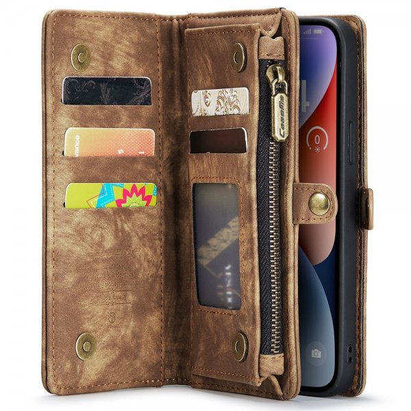 CaseMe iPhone 15 Etui 008 Series Avtakbart Deksel Brun