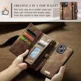CaseMe iPhone 15 Etui 008 Series Avtakbart Deksel Brun