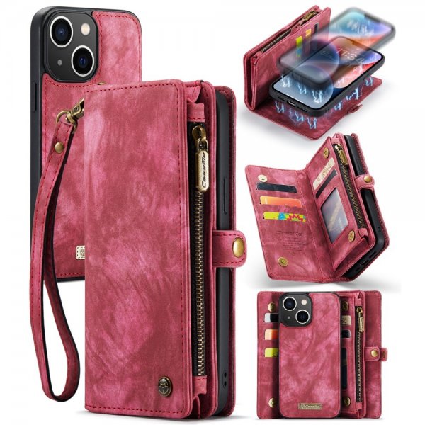 CaseMe iPhone 15 Etui 008 Series Avtakbart Deksel Rød