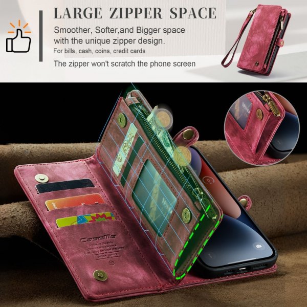 CaseMe iPhone 15 Etui 008 Series Avtakbart Deksel Rød