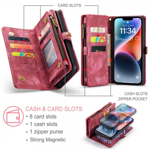 CaseMe iPhone 15 Etui 008 Series Avtakbart Deksel Rød