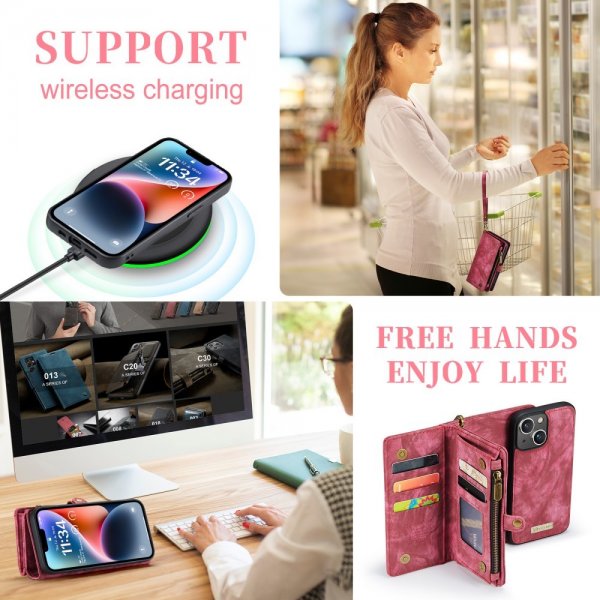 CaseMe iPhone 15 Etui 008 Series Avtakbart Deksel Rød