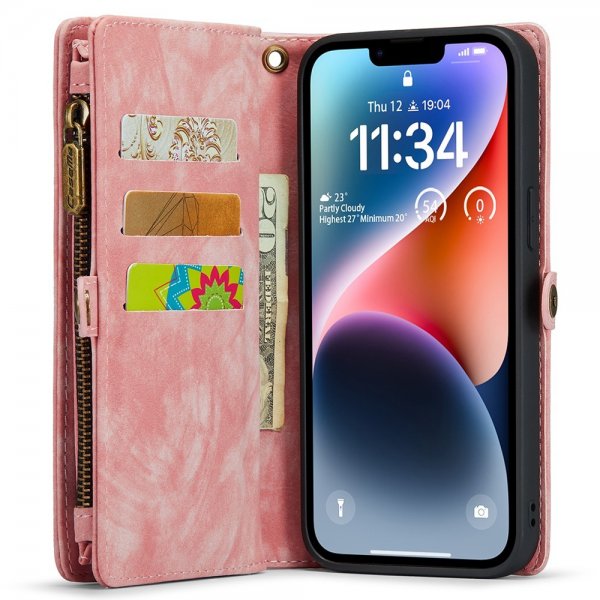 CaseMe iPhone 15 Etui 008 Series Avtakbart Deksel Rosa