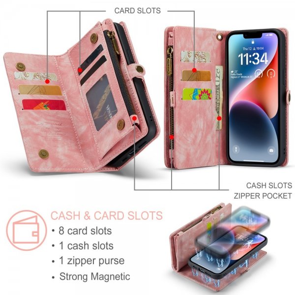 CaseMe iPhone 15 Etui 008 Series Avtakbart Deksel Rosa