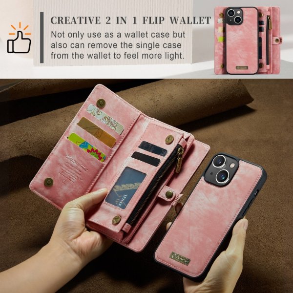 CaseMe iPhone 15 Etui 008 Series Avtakbart Deksel Rosa