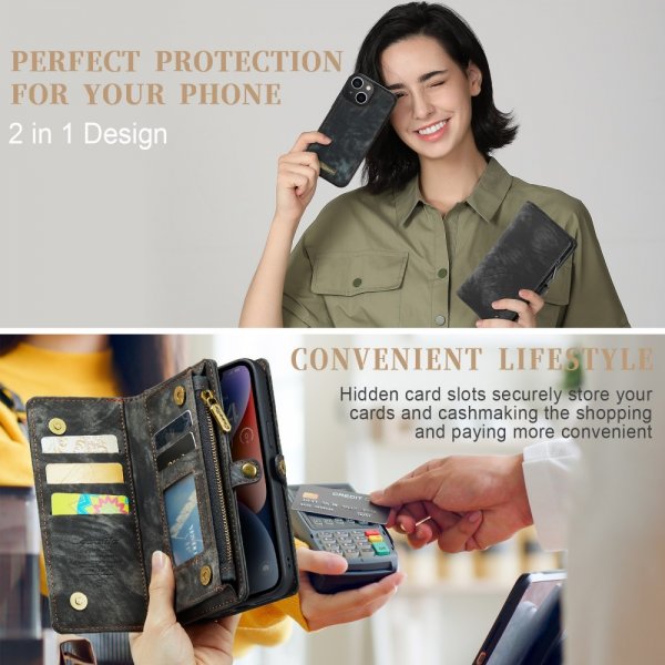 CaseMe iPhone 15 Etui 008 Series Avtakbart Deksel Svart