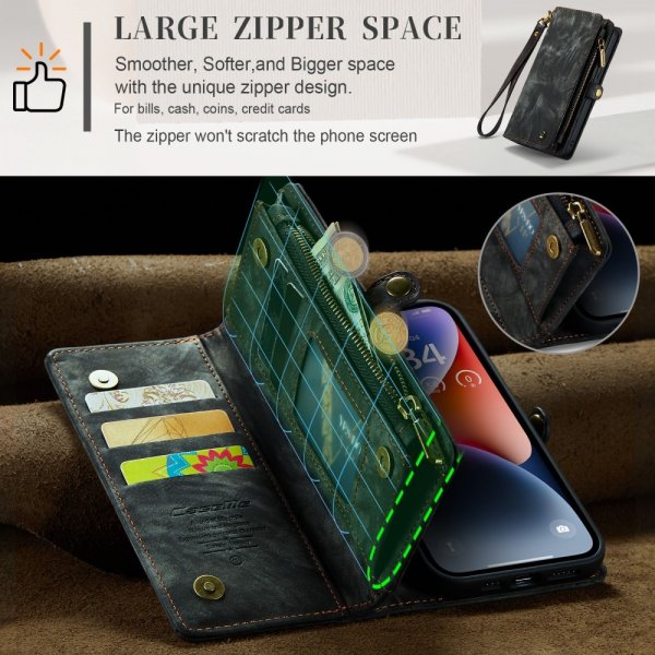 CaseMe iPhone 15 Etui 008 Series Avtakbart Deksel Svart