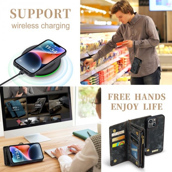 CaseMe iPhone 15 Etui 008 Series Avtakbart Deksel Svart